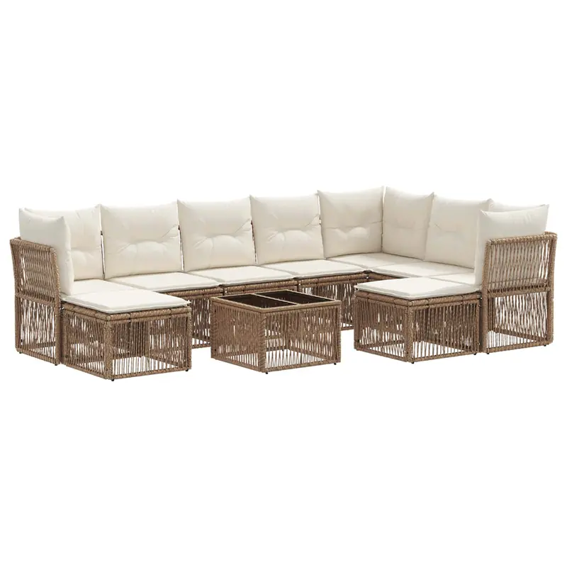 Conjunto de sofás de jardín 10 pcs Beige ratán sintético