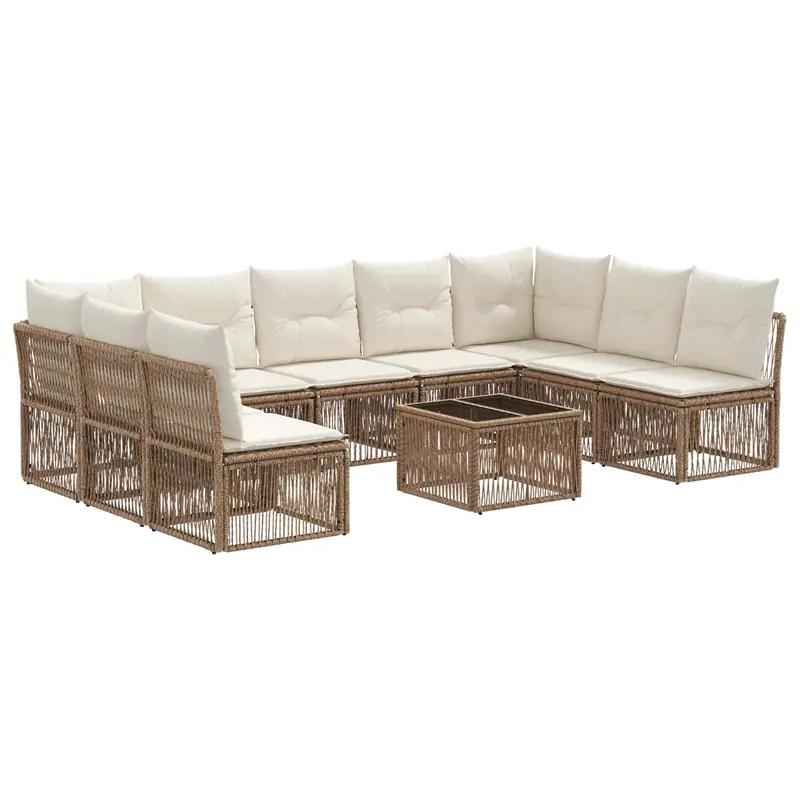 Conjunto de sofás de jardín 10 pcs Beige ratán sintético