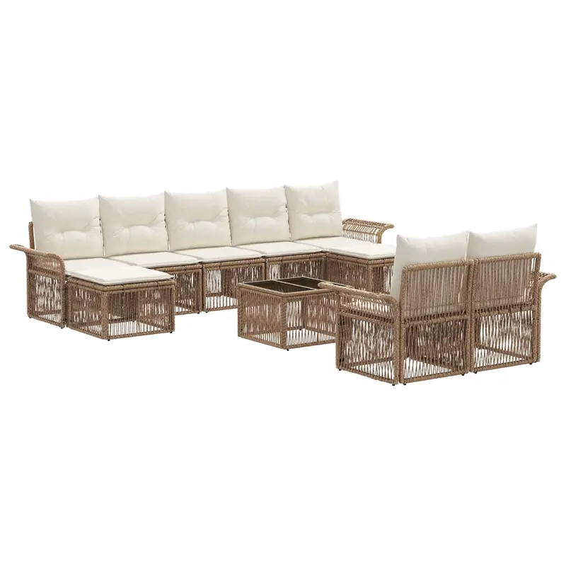 Conjunto de sofás de jardín 10 pcs Beige ratán sintético