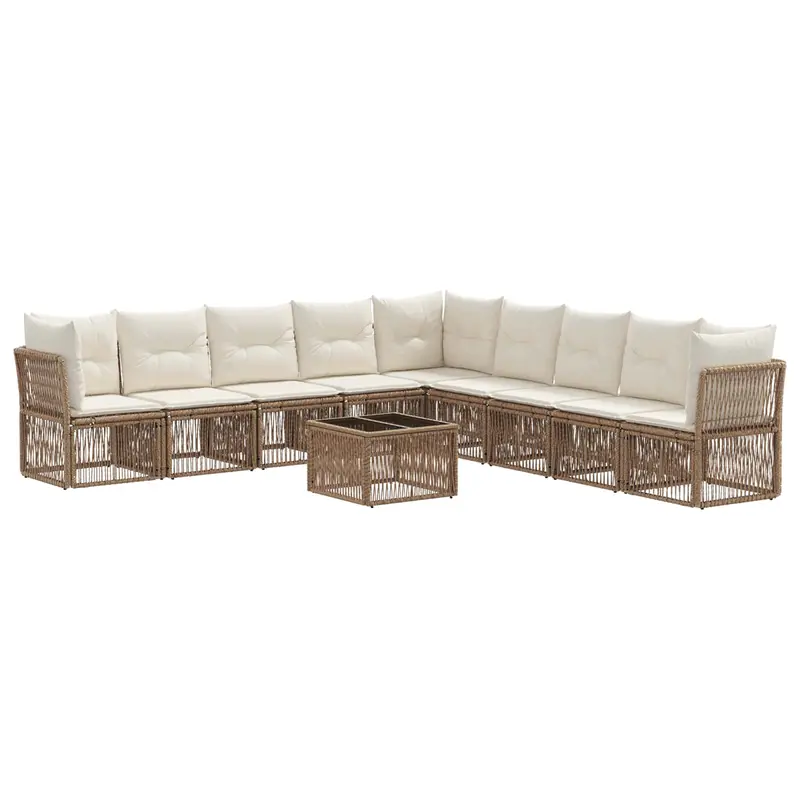 Conjunto de sofás de jardín 10 pcs Beige ratán sintético