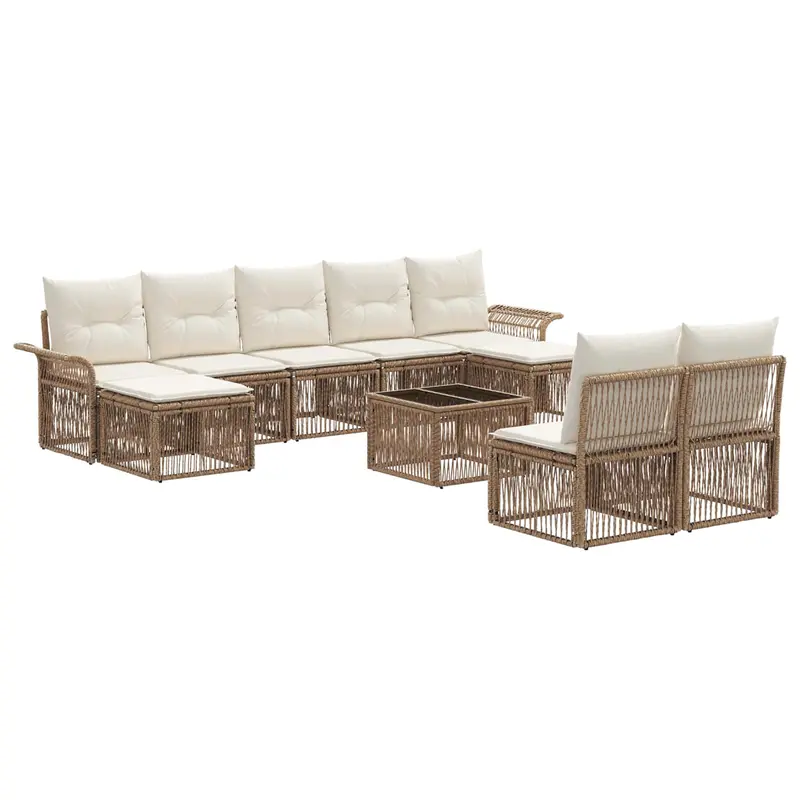 Conjunto de sofás de jardín 10 pcs Beige ratán sintético