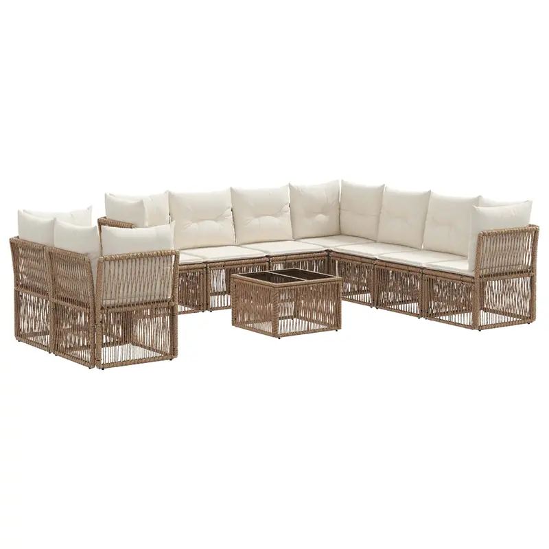 Conjunto de sofás de jardín 10 pcs Beige ratán sintético