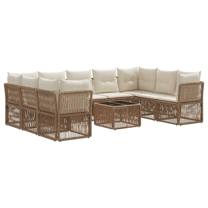 Conjunto de sofás de jardín 10 pcs Beige ratán sintético