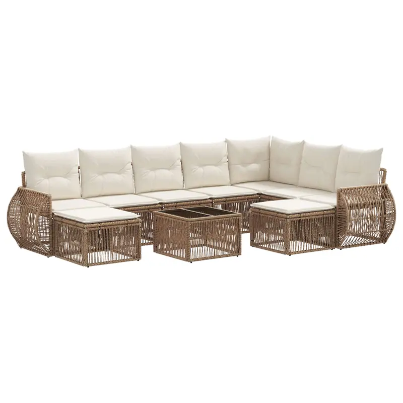 Conjunto de sofás de jardín 10 pcs Beige ratán sintético