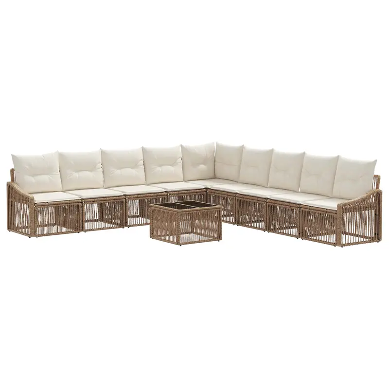 Conjunto de sofás de jardín 10 pcs Beige ratán sintético