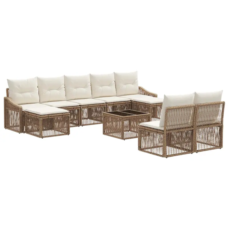 Conjunto de sofás de jardín 10 pcs Beige ratán sintético
