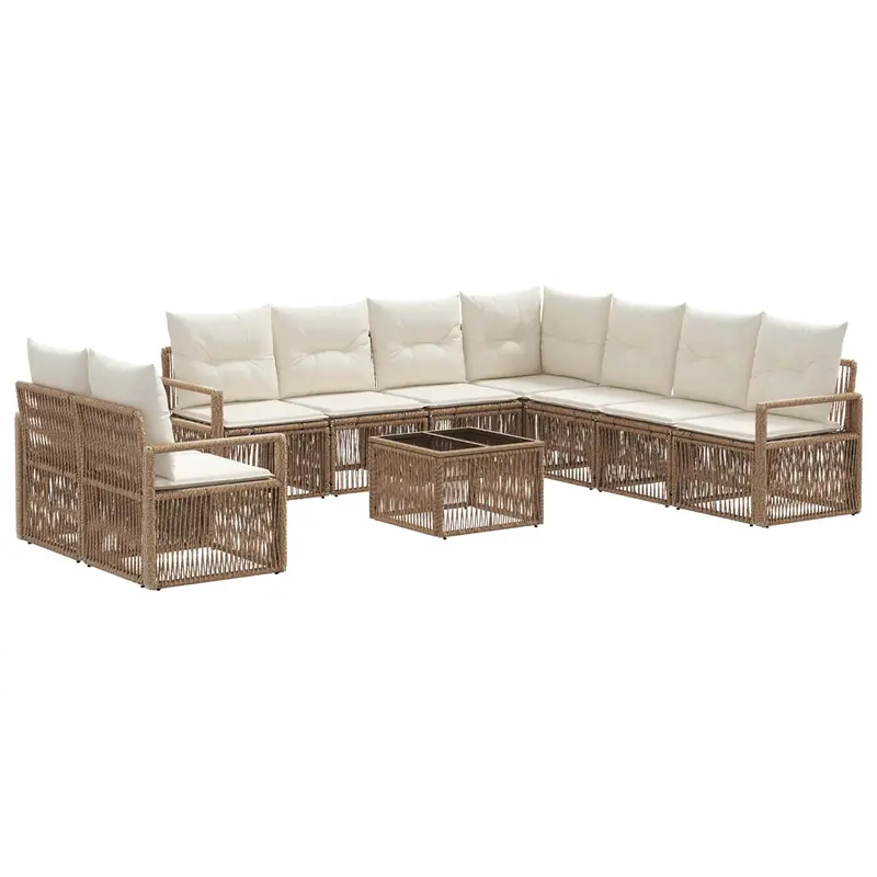 Conjunto de sofás de jardín 10 pcs Beige ratán sintético