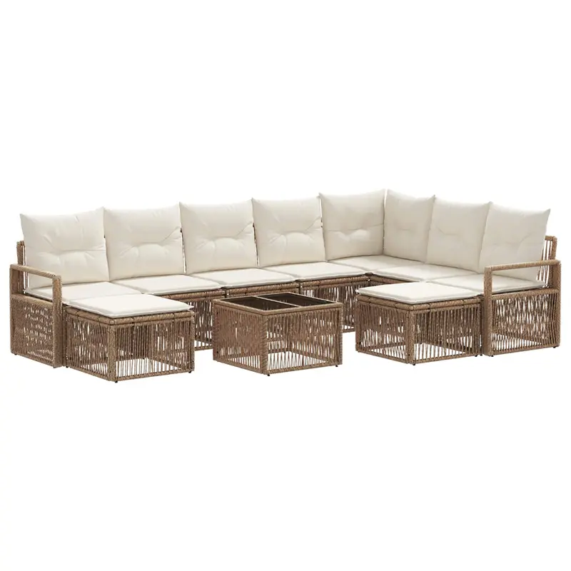 Conjunto de sofás de jardín 10 pcs Beige ratán sintético