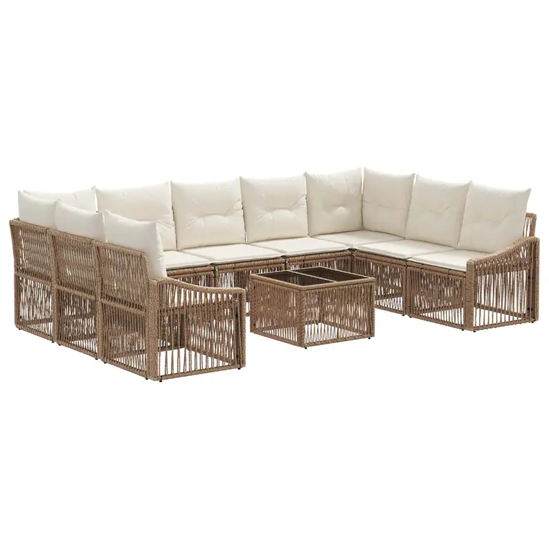 Conjunto de sofás de jardín 10 pcs Beige ratán sintético