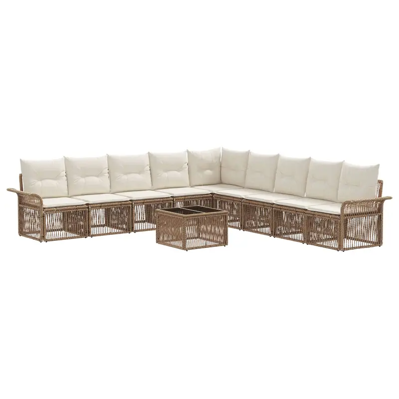 Conjunto de sofás de jardín 10 pcs Beige ratán sintético
