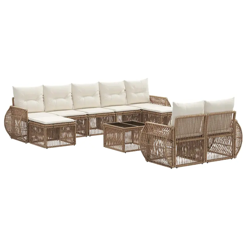 Conjunto de sofás de jardín 10 pcs Beige y blanco crema