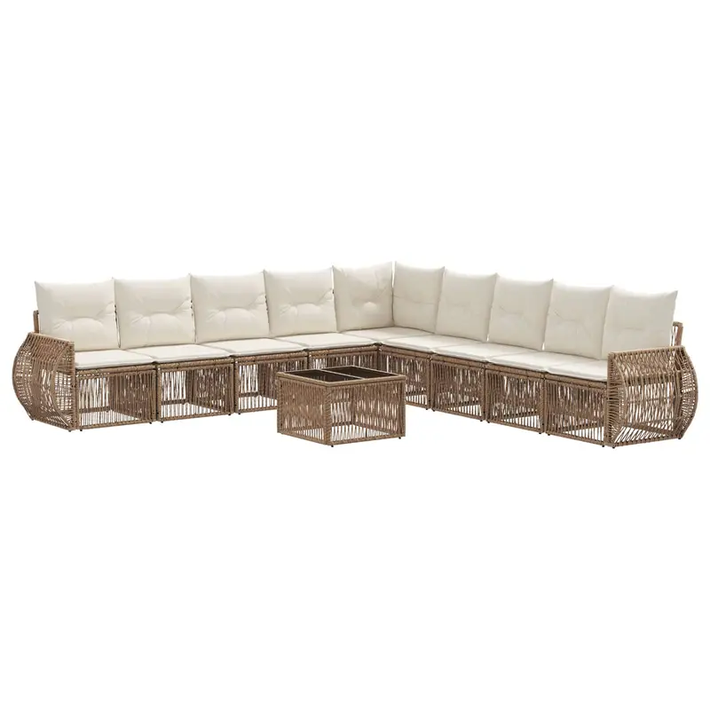 Conjunto de sofás de jardín 10 pcs Beige y blanco crema