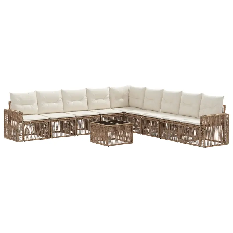 Conjunto de sofás de jardín 10 pcs Beige y blanco crema