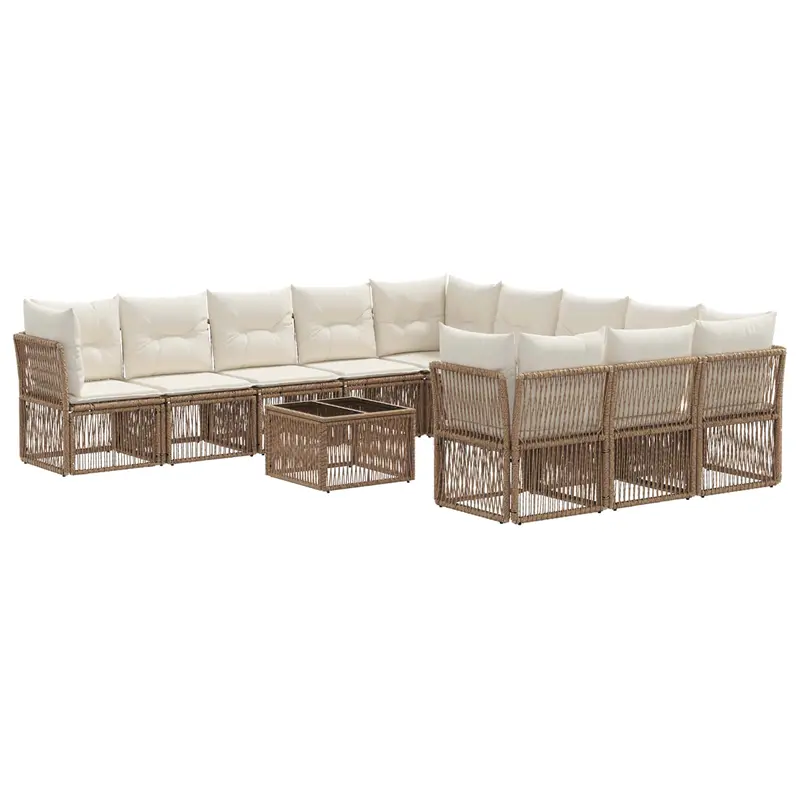 Conjunto de sofás de jardín 12 pcs Beige ratán sintético