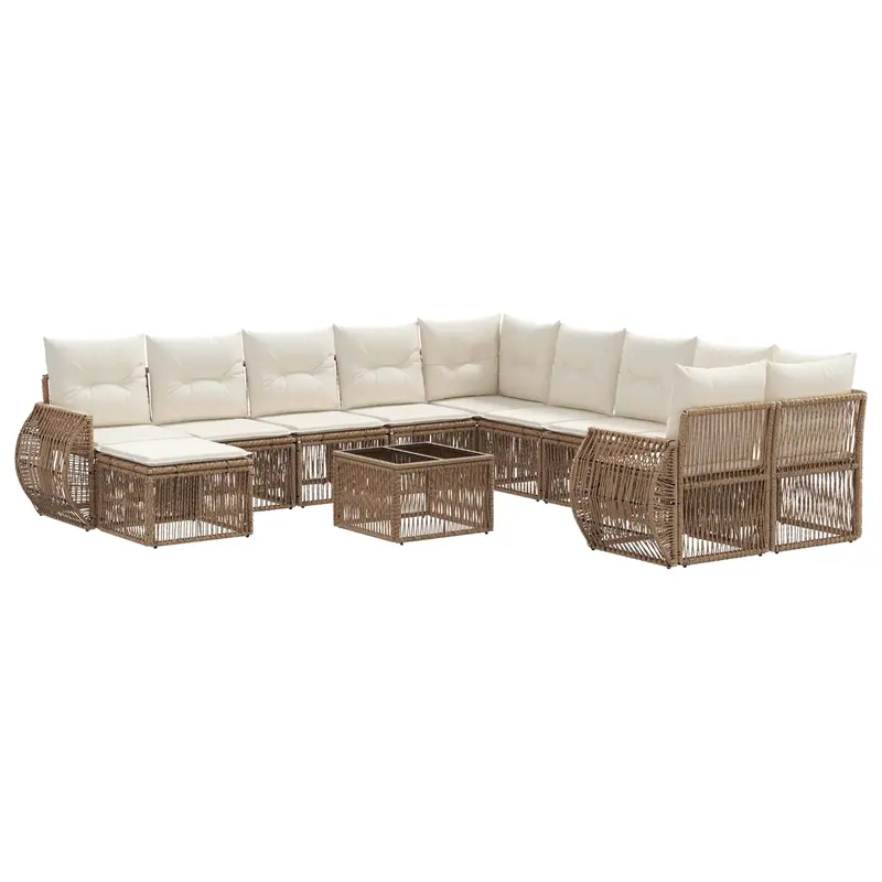 Conjunto de sofás de jardín 12 pcs Beige ratán sintético