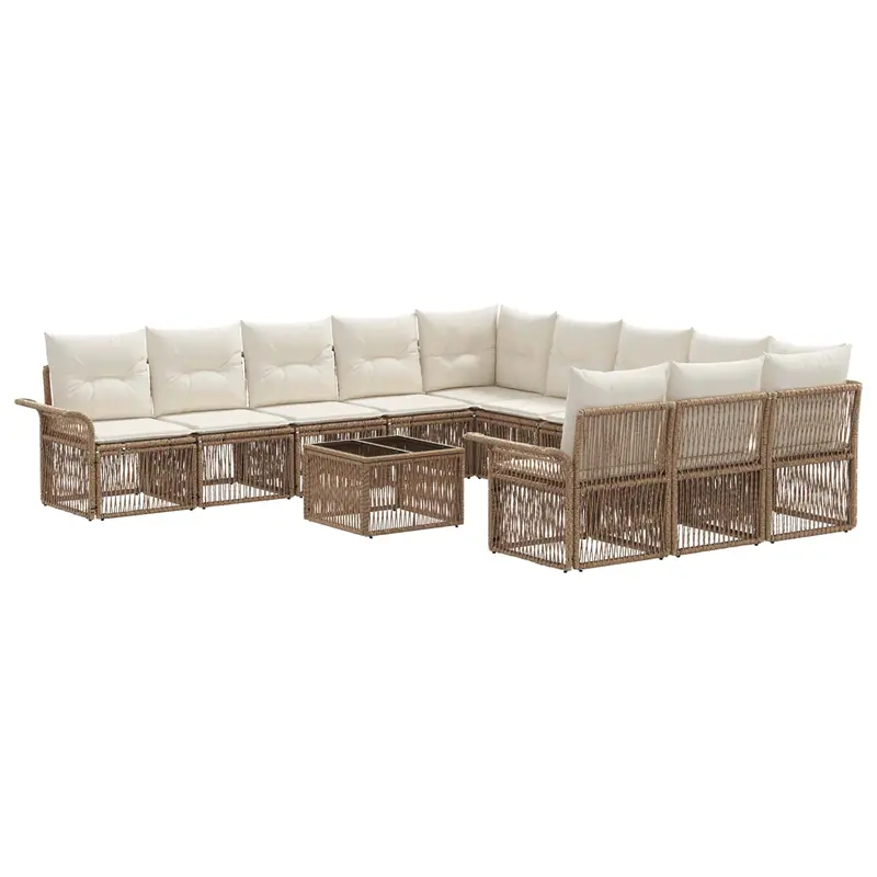 Conjunto de sofás de jardín 12 pcs Beige ratán sintético