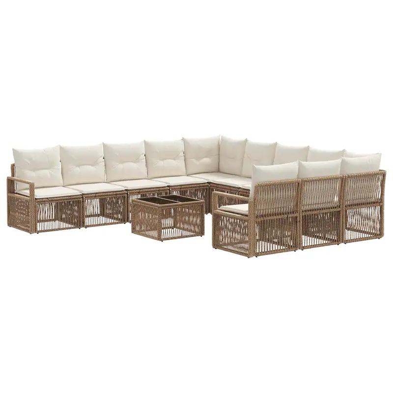 Conjunto de sofás de jardín 12 pcs Beige ratán sintético