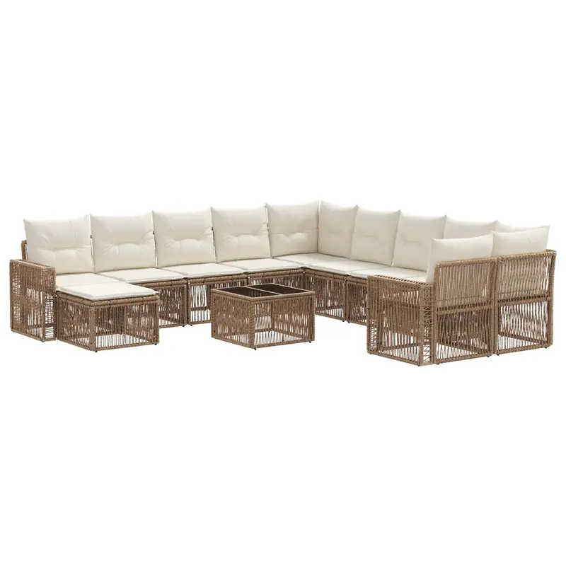 Conjunto de sofás de jardín 12 pcs Beige y blanco crema