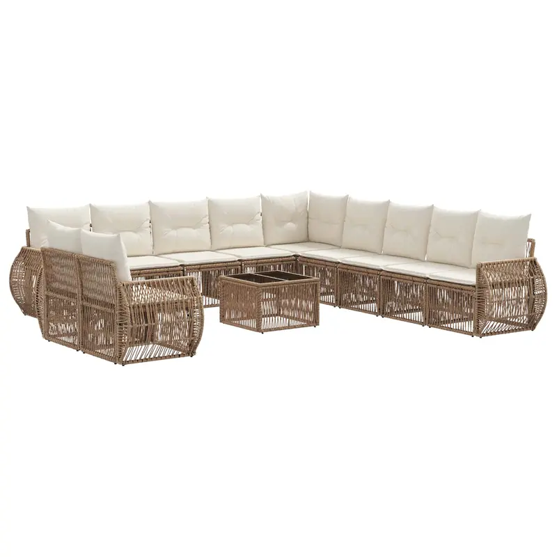 Conjunto de sofás de jardín 12 pcs Beige y blanco crema