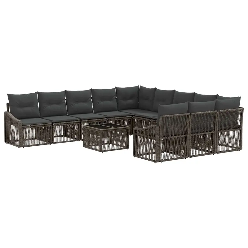 Conjunto de sofás de jardín 12 pcs Gris ratán sintético