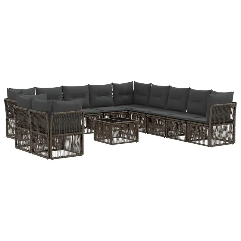 Conjunto de sofás de jardín 12 pcs Gris ratán sintético