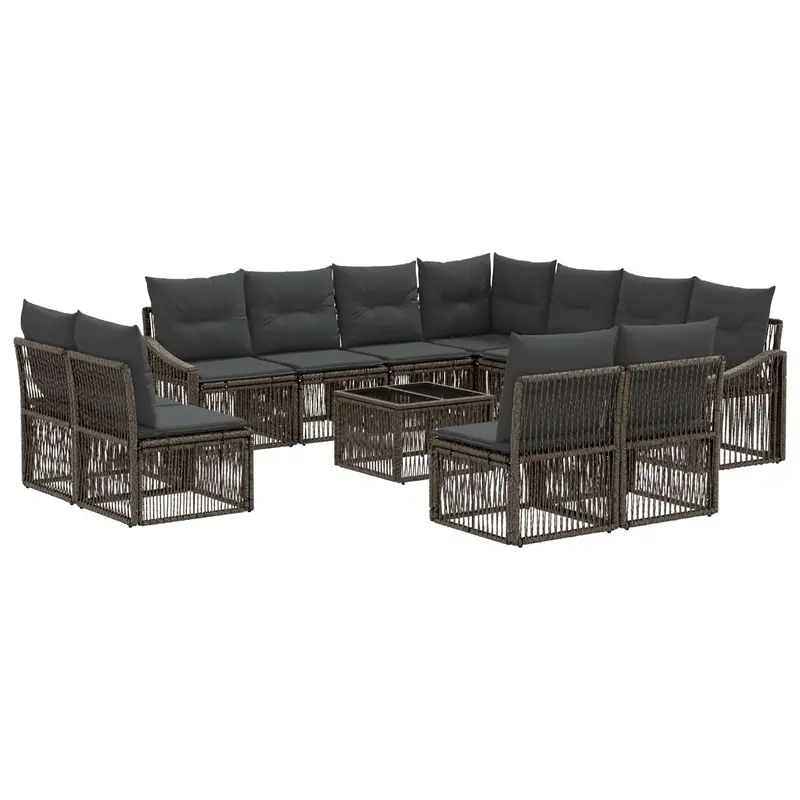 Conjunto de sofás de jardín 12 pcs Gris ratán sintético