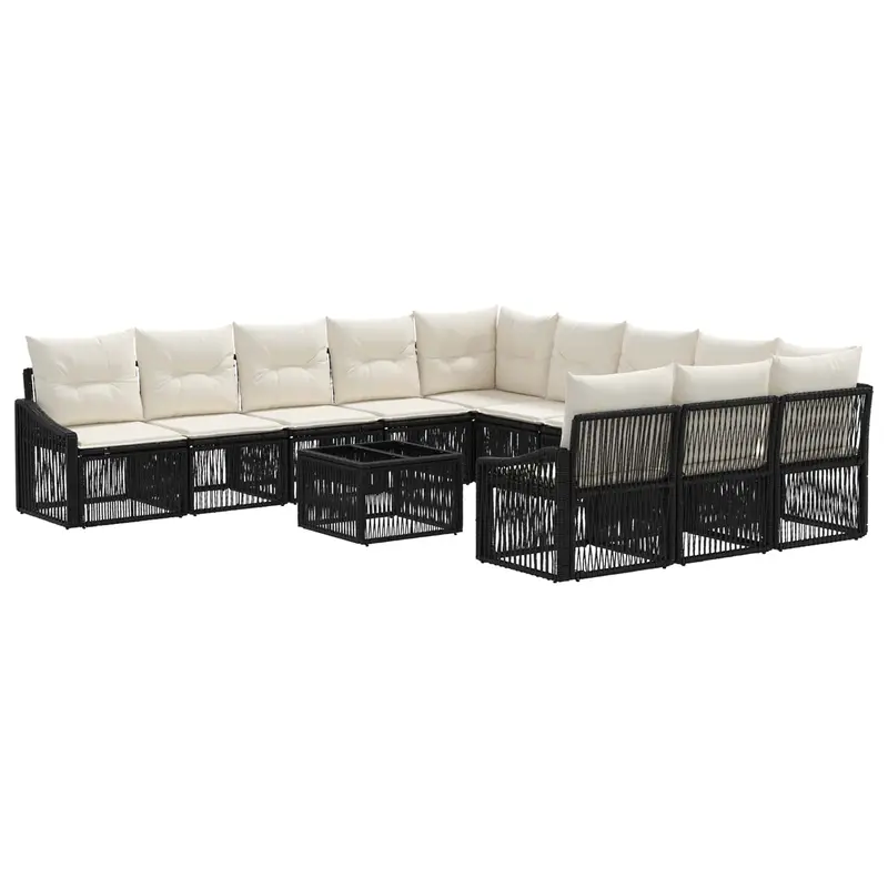 Conjunto de sofás de jardín 12 pcs Negro ratán sintético
