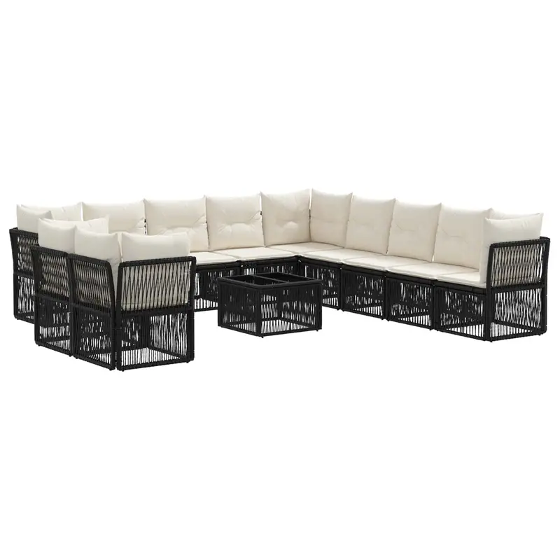 Conjunto de sofás de jardín 12 pcs Negro ratán sintético