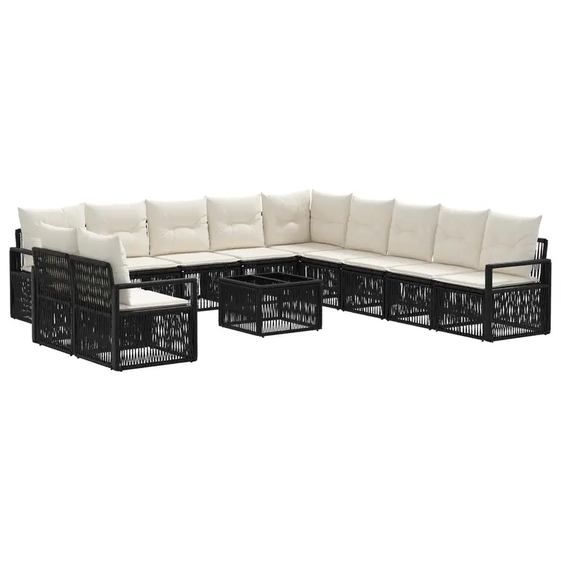 Conjunto de sofás de jardín 12 pcs Negro ratán sintético