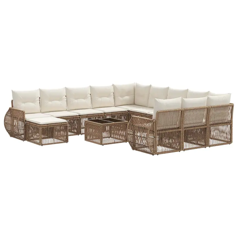 Conjunto de sofás de jardín 13 pcs Beige ratán sintético