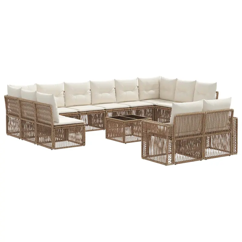 Conjunto de sofás de jardín 13 pcs Beige y blanco crema