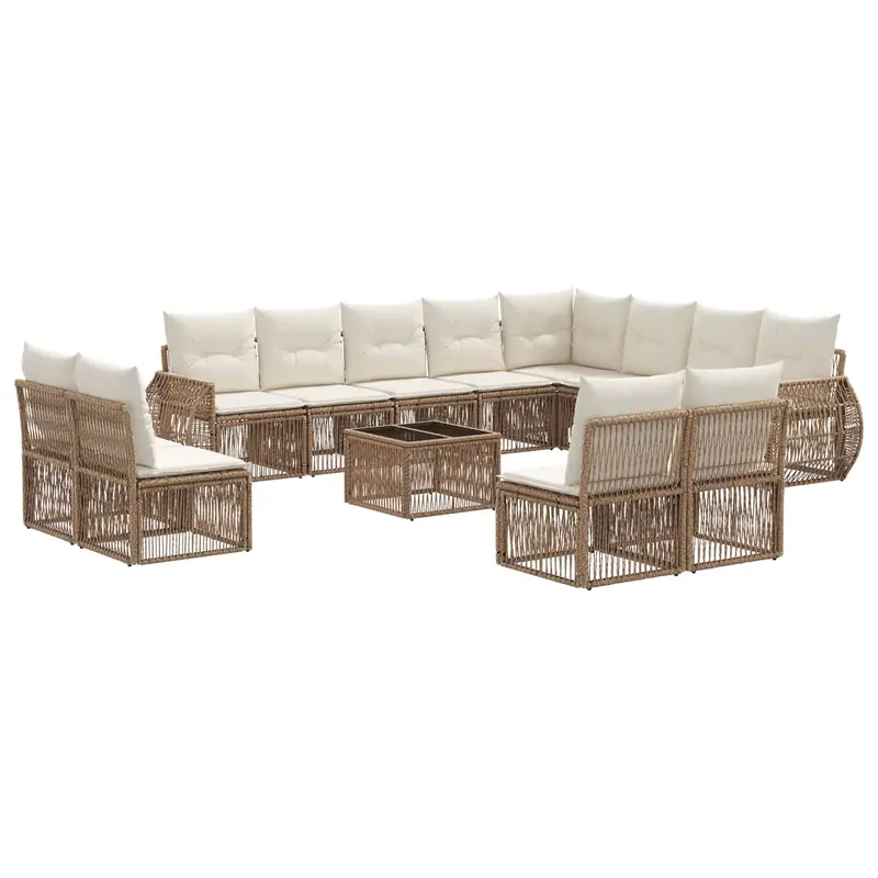 Conjunto de sofás de jardín 13 pcs Beige y blanco crema