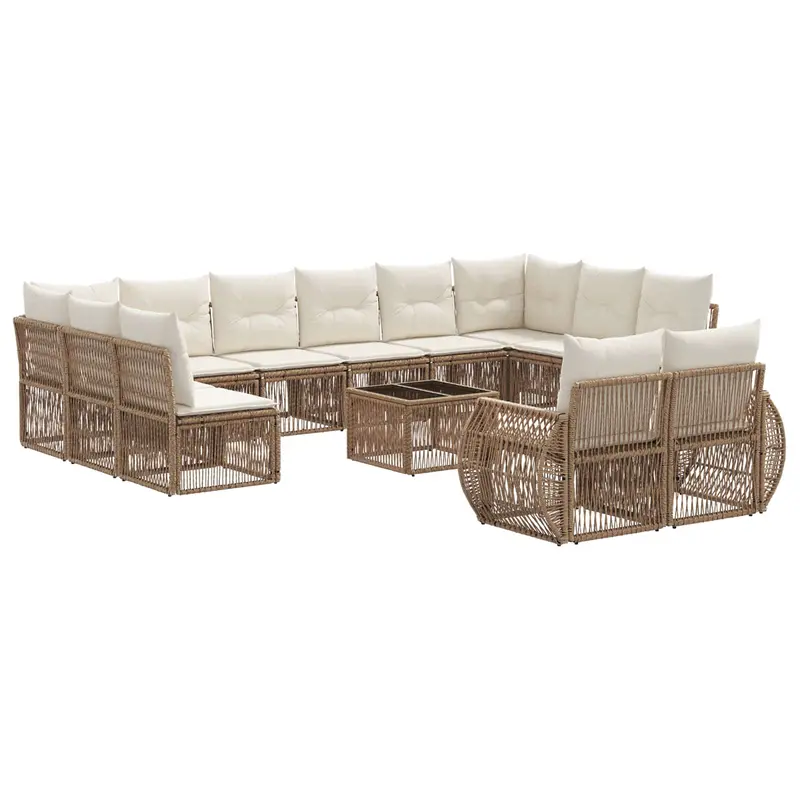 Conjunto de sofás de jardín 13 pcs Beige y blanco crema