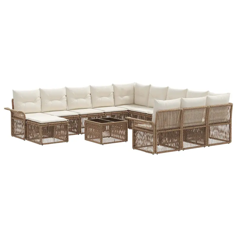 Conjunto de sofás de jardín 13 pcs Beige y blanco crema