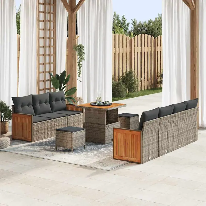 Conjunto de sofás de jardín 13 pcs Gris ratán sintético