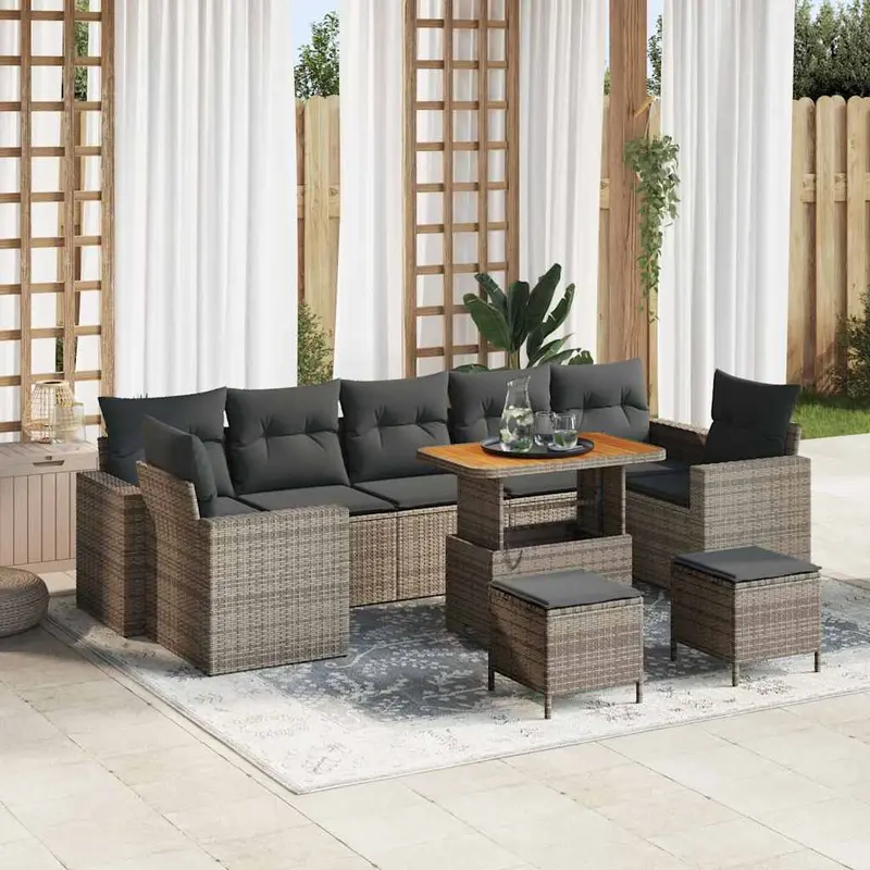 Conjunto de sofás de jardín 13 pcs Gris ratán sintético