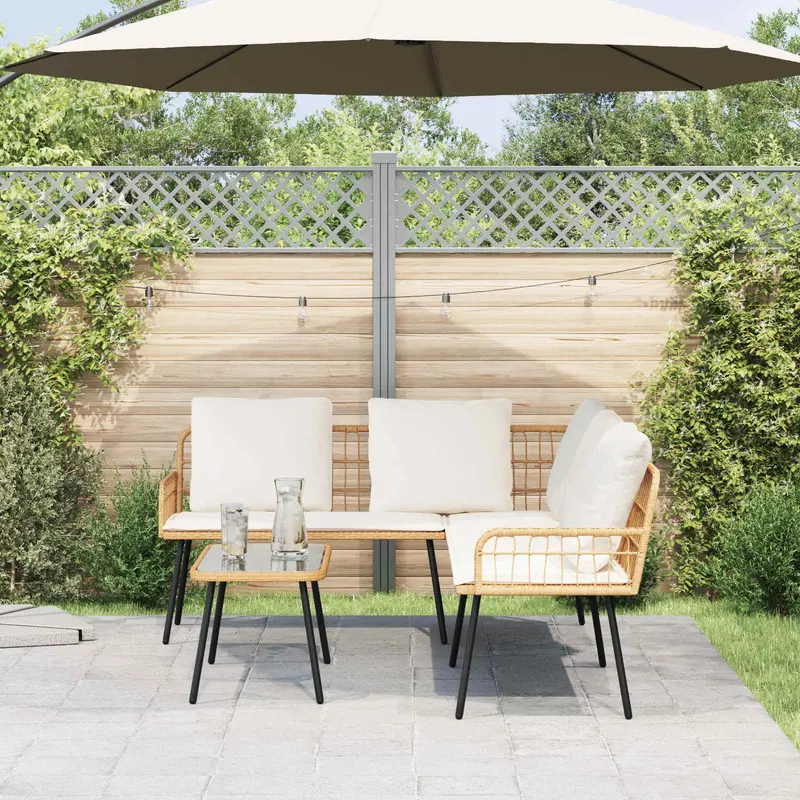 Conjunto de sofás de jardín 2 pcs Natural ratán sintético