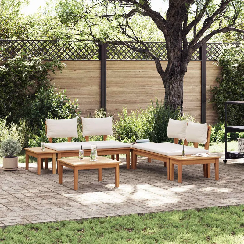 Conjunto de sofás de jardín 3 pcs Marrón y crema