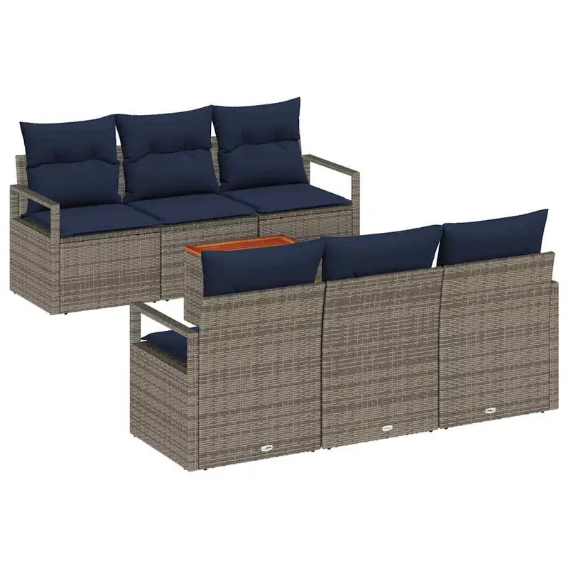 Conjunto de sofás de jardín 7 pcs Gris ratán sintético