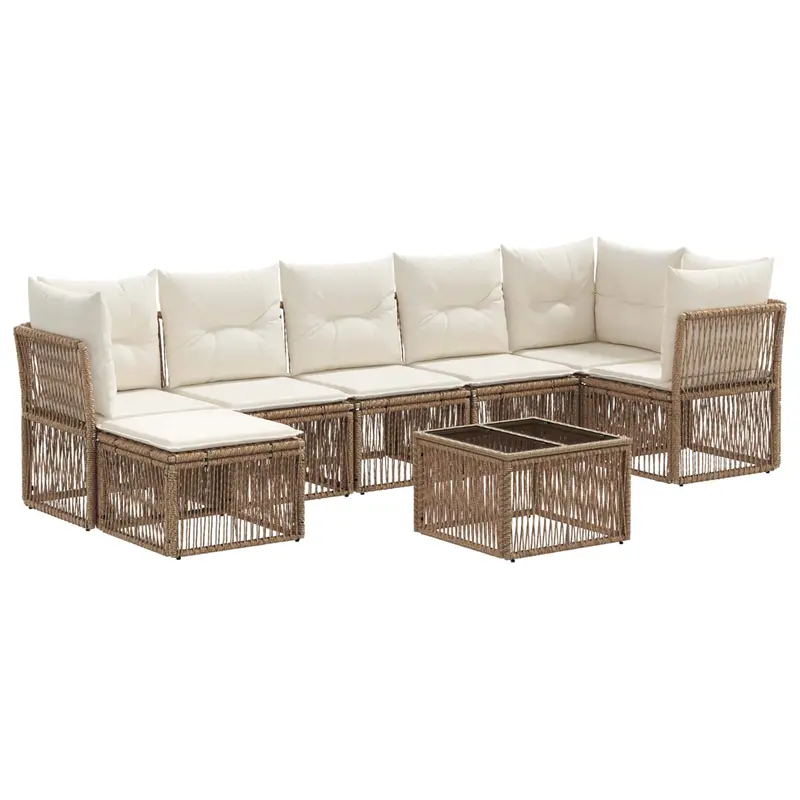 Conjunto de sofás de jardín 8 pcs Beige ratán sintético