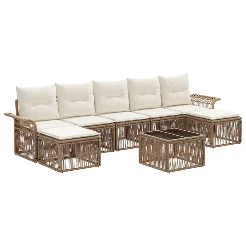Conjunto de sofás de jardín 8 pcs Beige ratán sintético