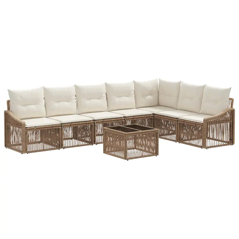 Conjunto de sofás de jardín 8 pcs Beige ratán sintético