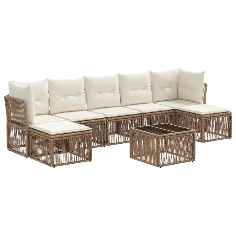 Conjunto de sofás de jardín 8 pcs Beige ratán sintético