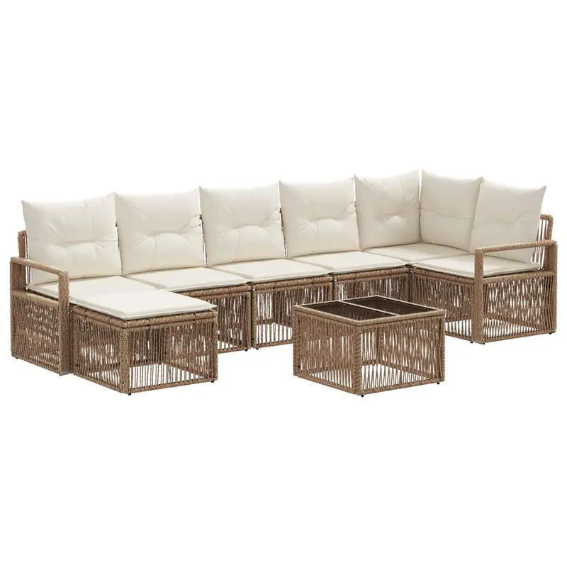 Conjunto de sofás de jardín 8 pcs Beige ratán sintético