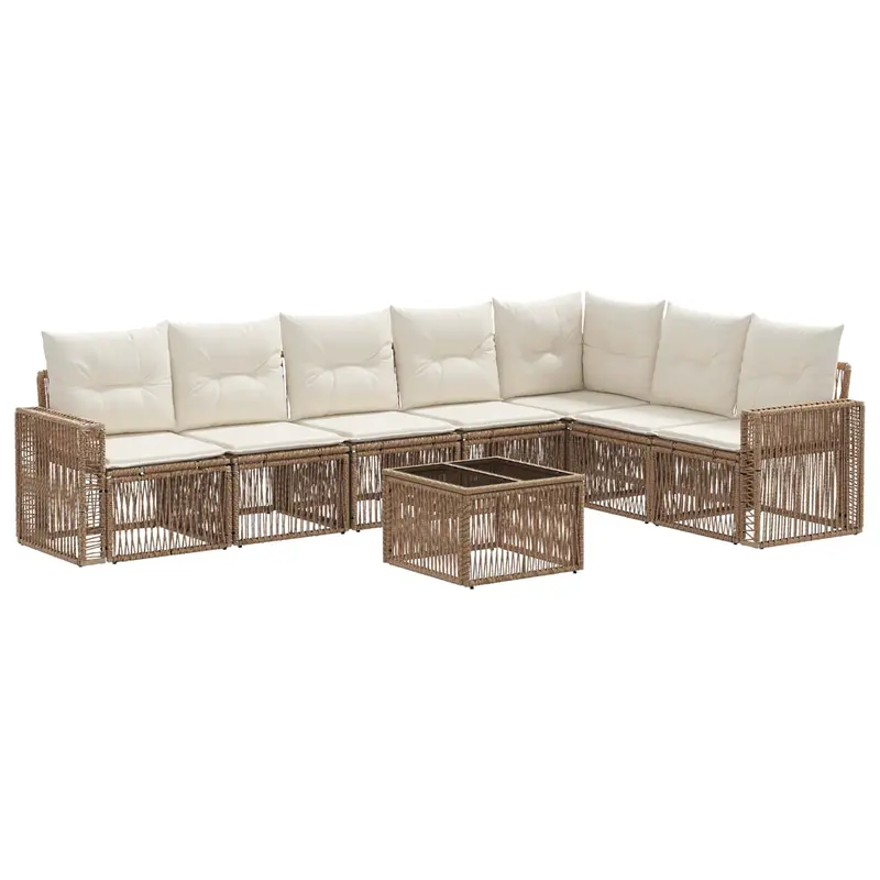 Conjunto de sofás de jardín 8 pcs Beige y blanco crema