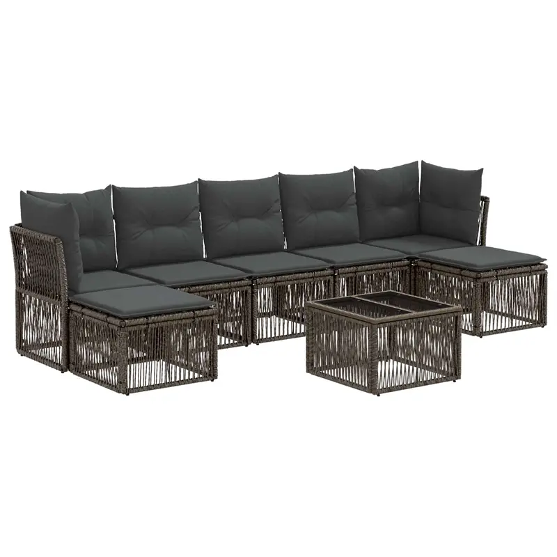 Conjunto de sofás de jardín 8 pcs Gris ratán sintético