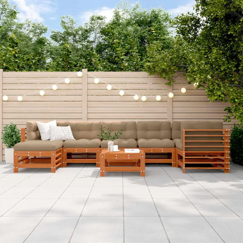 Conjunto de Sofás de Jardín 8 pcs Marrón Cera