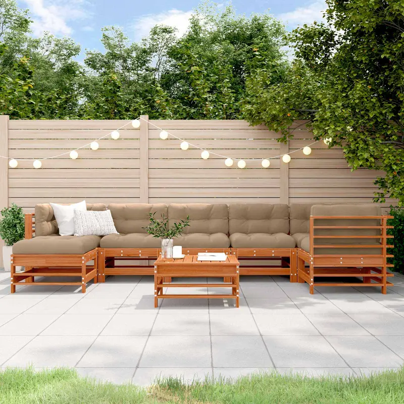 Conjunto de Sofás de Jardín 8 pcs Marrón Cera