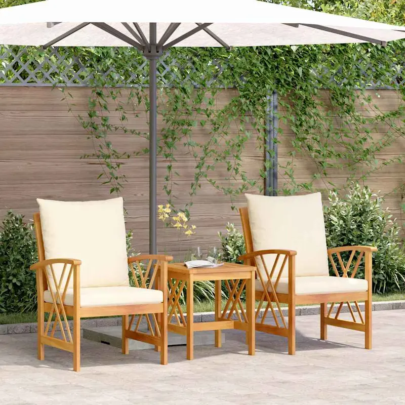 Conjunto de sofás de jardín con cojín 3 pcs Aceite Natural