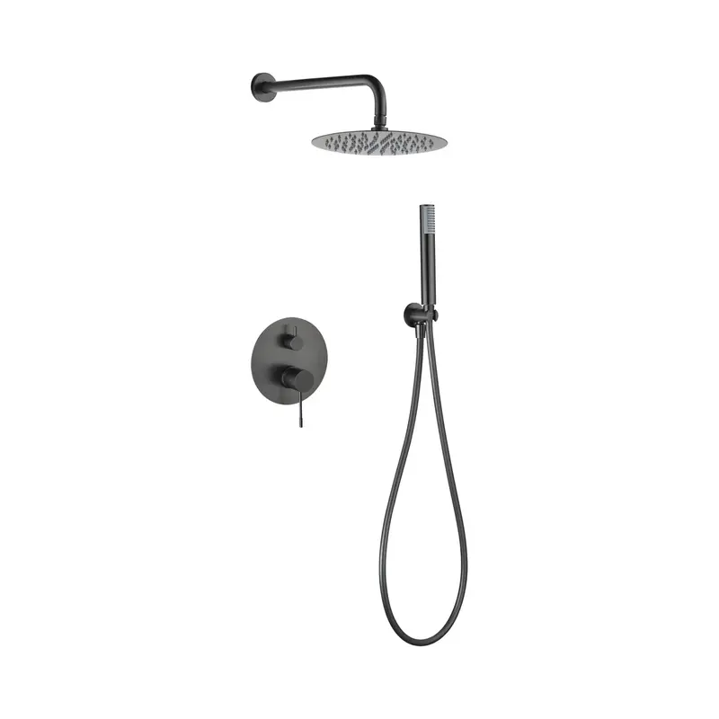 Conjunto ducha monomando empotrado Genova black gun metal Imex
